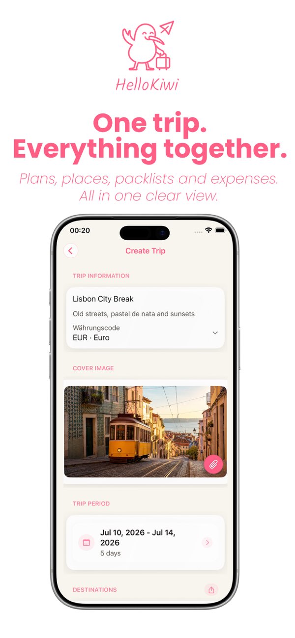 HelloKiwi trip details screenshot
